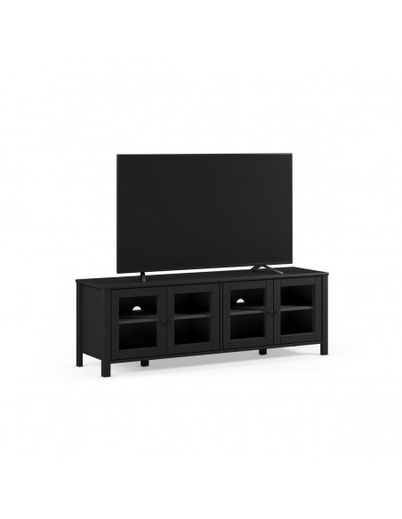 Móvel de TV colonial em preto ALESSANDRA 150, 4 portas com vidro.