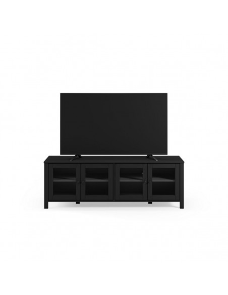 Móvel de TV colonial em preto ALESSANDRA 150, 4 portas com vidro.