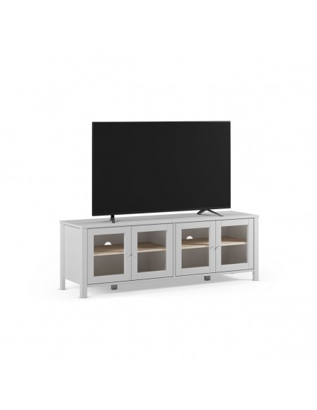 Mueble de TV mediterráneo blanco ALESSANDRA 150, 4 Puertas con cristal