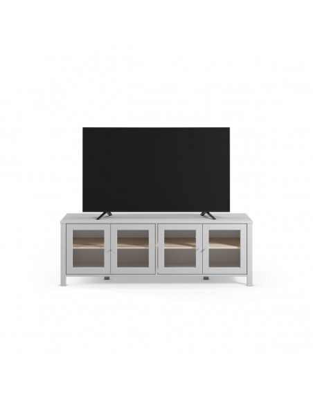 Móvel de TV branco mediterrânico ALESSANDRA 150 com 4 portas de vidro.