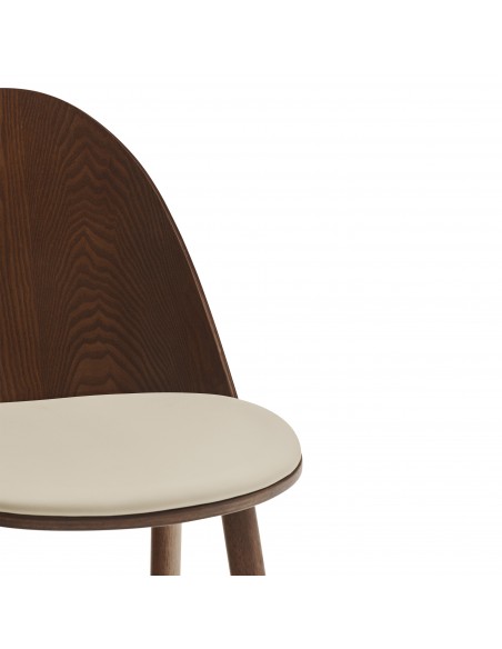 TEULAT Cadeira de Design UMA Nogueira e PU Bege