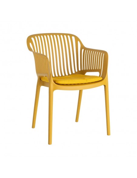 Silla con brazos Apilable Exterior ATENEA de Polipropileno con Cojín