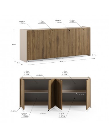 Aparador moderno BOUCLEON 180 cm creme e...