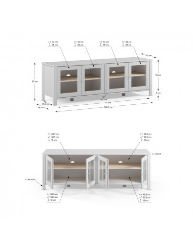 Móvel de TV branco mediterrânico ALESSANDRA 150...