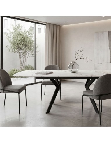 Mesa Extensível porcelânico efeito mármore...