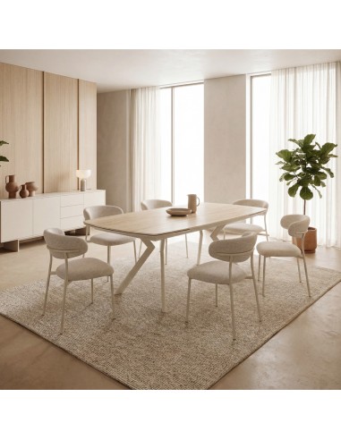 Mesa Extensible Porcelánico Beige Nolan 140-200 cm