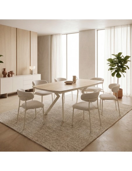 Mesa Extensible Porcelánico Beige Nolan 140-200 cm
