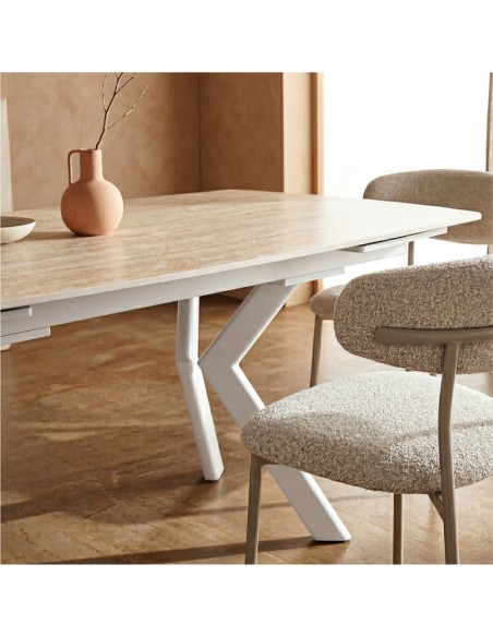 Mesa Extensible Porcelánico Beige Nolan 140-200 cm