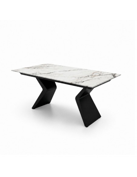 Mesa Extensível porcelânico efeito mármore 160-200 NELIN