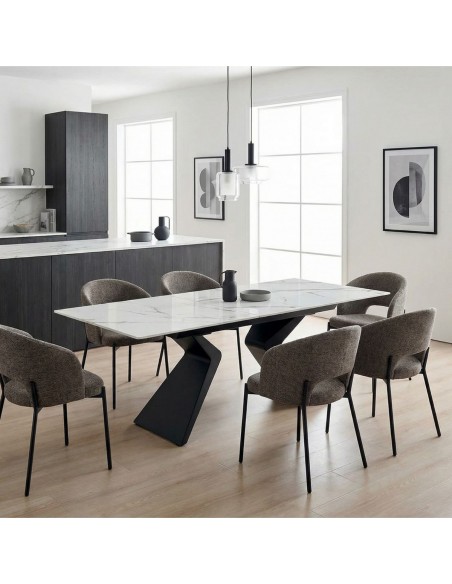 Mesa Extensible Porcelánico efecto mármol 160-200 Nelin
