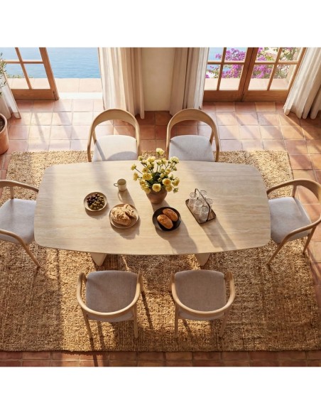 Mesa Extensível LANDA 160-240 com tampo porcelânico e metal bege