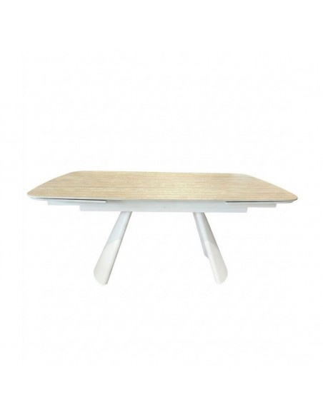 Mesa Extensível LANDA 160-240 com tampo porcelânico e metal bege