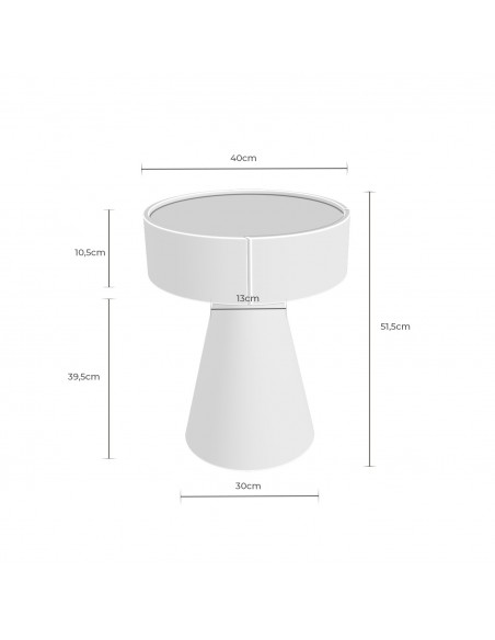 Mesita de Noche Diseño Moderno JAMES lacada Beige Brillo