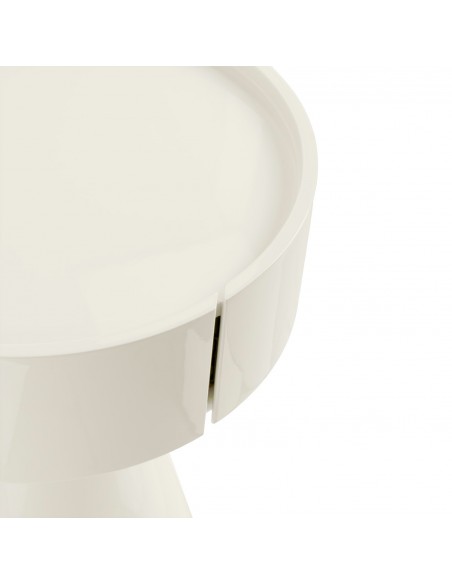 Mesita de Noche Diseño Moderno JAMES lacada Beige Brillo