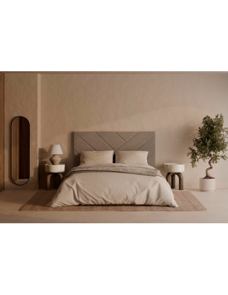 Mesita de noche diseño orgánico ARNOLD nogal y lacado beige