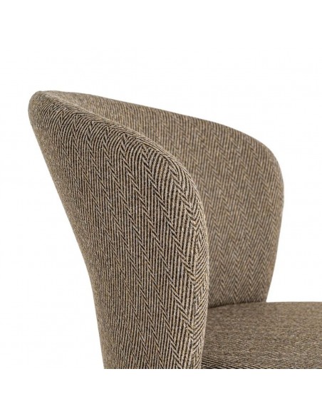 Silla de Comedor CISELIA en Tejido Espiga Marrón con Patas de Acero Negro