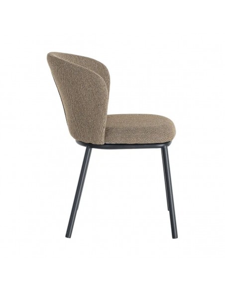 Silla de Comedor CISELIA en Tejido Espiga Marrón con Patas de Acero Negro