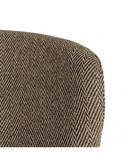 Silla de Comedor CISELIA en Tejido Espiga Marrón con Patas de Acero Negro