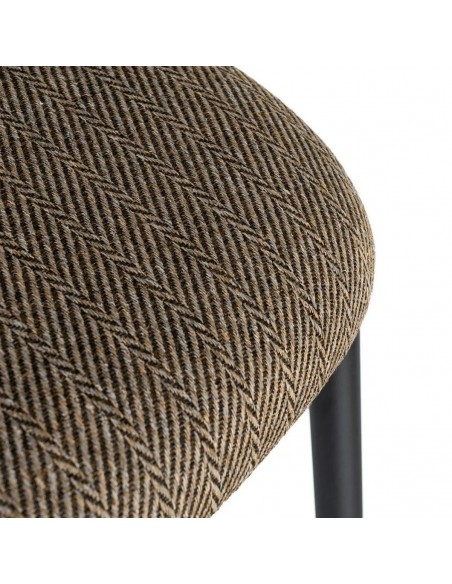 Silla de Comedor CISELIA en Tejido Espiga Marrón con Patas de Acero Negro