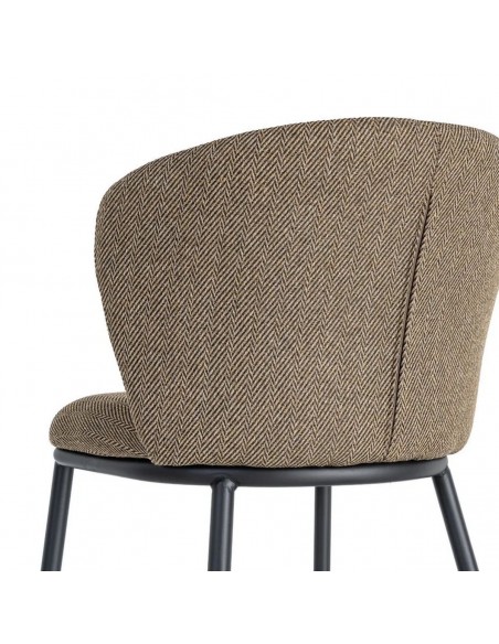 Silla de Comedor CISELIA en Tejido Espiga Marrón con Patas de Acero Negro