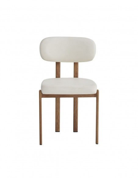 Silla de Comedor de diseño GRANITE de Similpiel con Patas Metálicas Color Madera