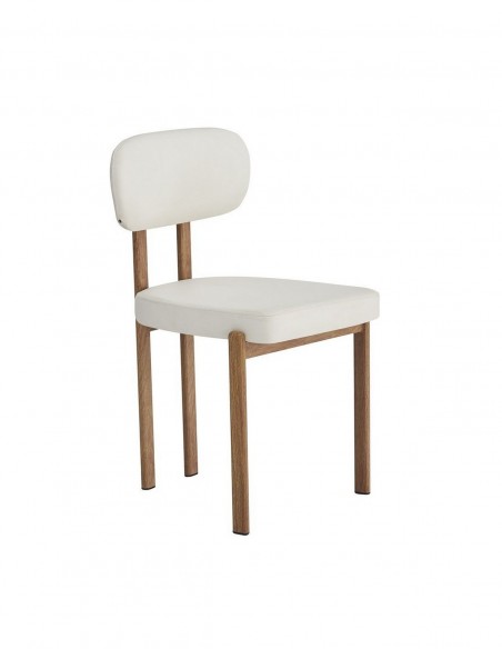 Cadeira de Jantar de Design GRANITE em Similpele com Pés Metálicos Cor Madeira