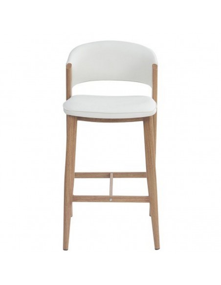 Taburete de diseño DARICE 72 cm, de Similpiel con Patas Metálicas Color Madera