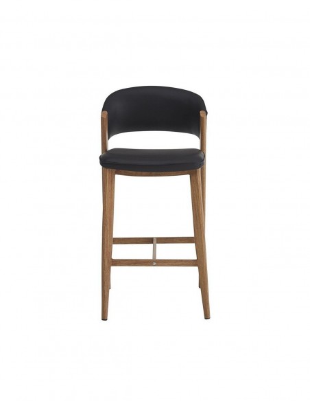 Taburete de diseño DARICE 72 cm, de Similpiel con Patas Metálicas Color Madera