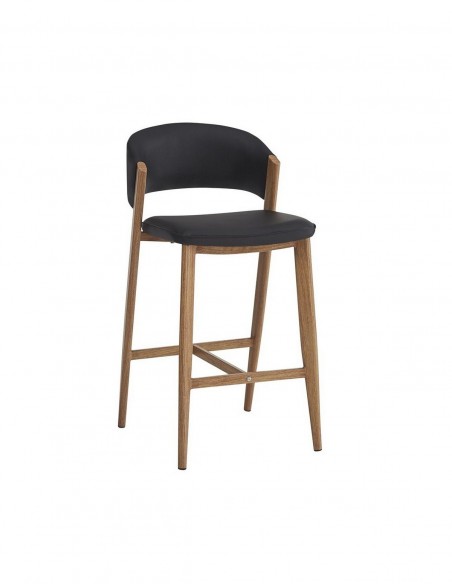 Taburete de diseño DARICE 72 cm, de Similpiel con Patas Metálicas Color Madera