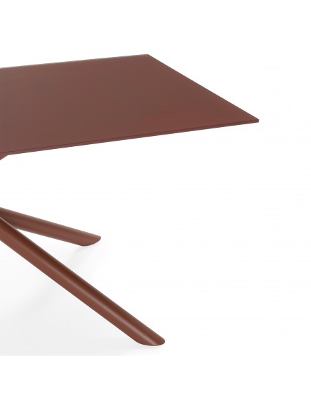 Mesa Rectangular LEXA 180 cm de Cristal Templado y Patas Metálicas Terracota