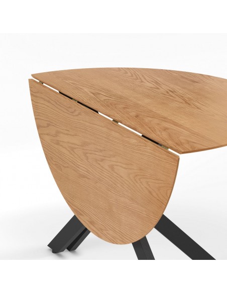 Mesa Redonda Dobrável AVIA 110 cm em carvalho e pés metálicos