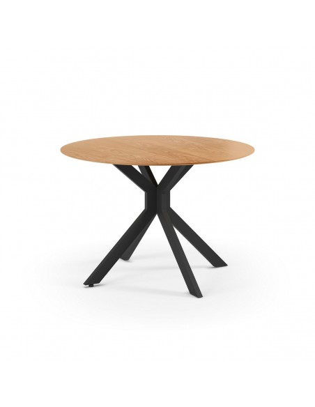 Mesa Redonda Plegable AVIA 110 cm Roble y Patas Metálicas