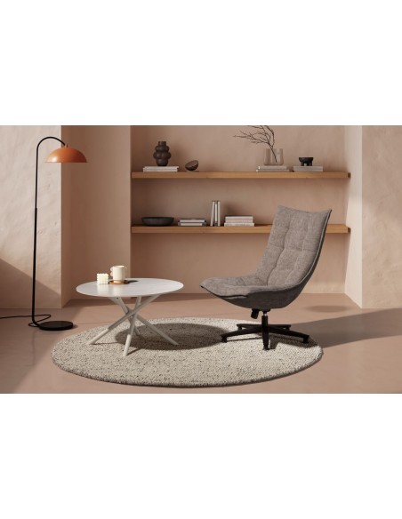 Mesa de centro Redonda TALIA 80 cm de Travertino y Patas Metálicas Crema