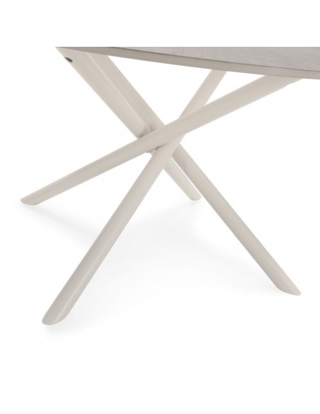 Mesa de centro Redonda TALIA 80 cm de Travertino y Patas Metálicas Crema