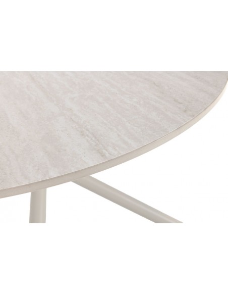 Mesa de centro Redonda TALIA 80 cm de Travertino y Patas Metálicas Crema