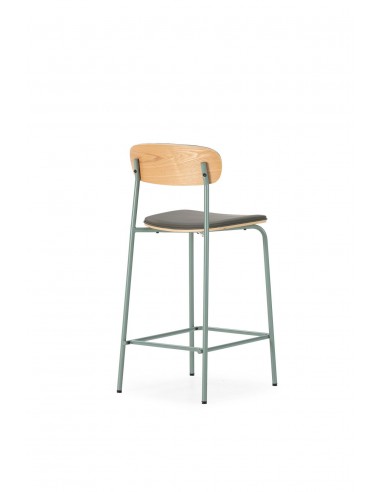Banco SAULA 67 cm estofado PU verde com metal...
