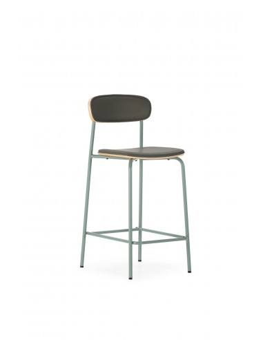 Banco SAULA 67 cm estofado PU verde com metal...