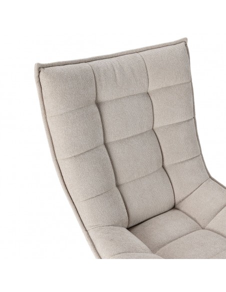 Sillón CAVE tapizado en tela con base de metal giratoria