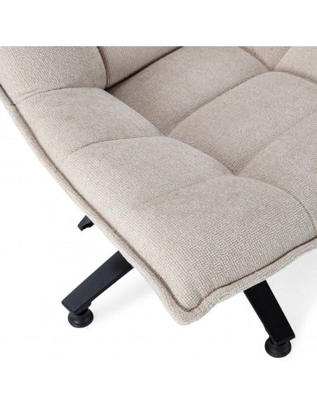 Sillón CAVE tapizado en tela con base de metal giratoria