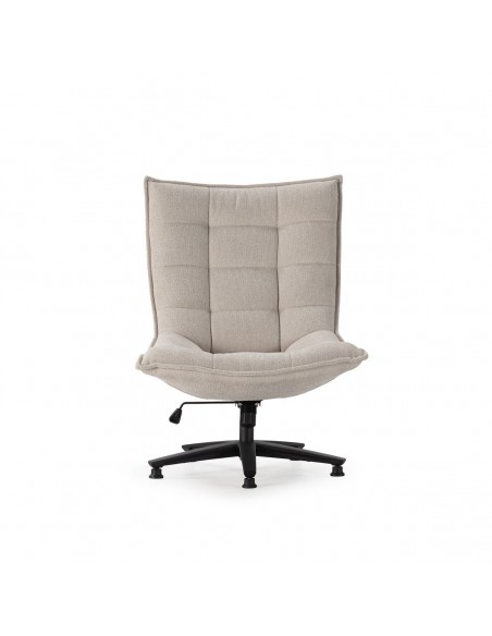 Sillón CAVE tapizado en tela con base de metal giratoria