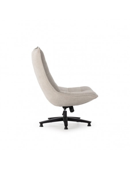 Sillón CAVE tapizado en tela con base de metal giratoria