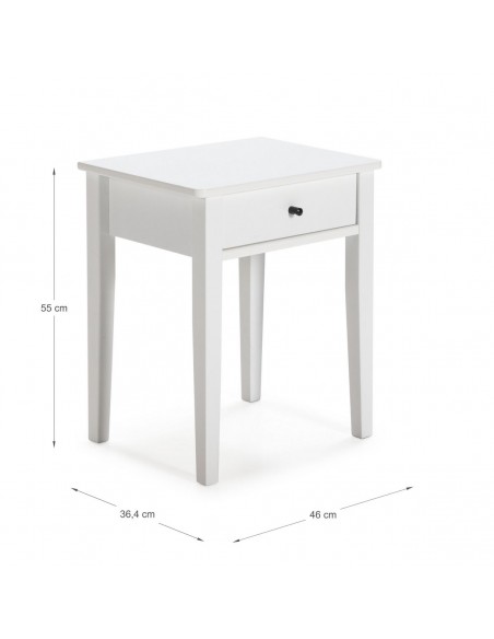 Mesa de Cabeceira BART Branca com 1 Gaveta em MDF e Pinho