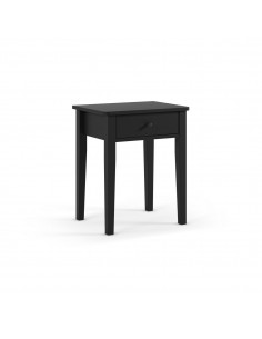 Mesa de Cabeceira BART preta com 1 gaveta em MDF e pinho