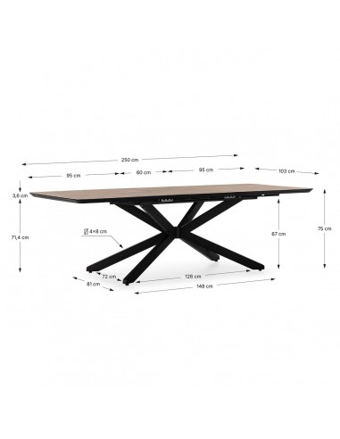 Mesa de Jantar Extensível ADINA 190/250 cm...