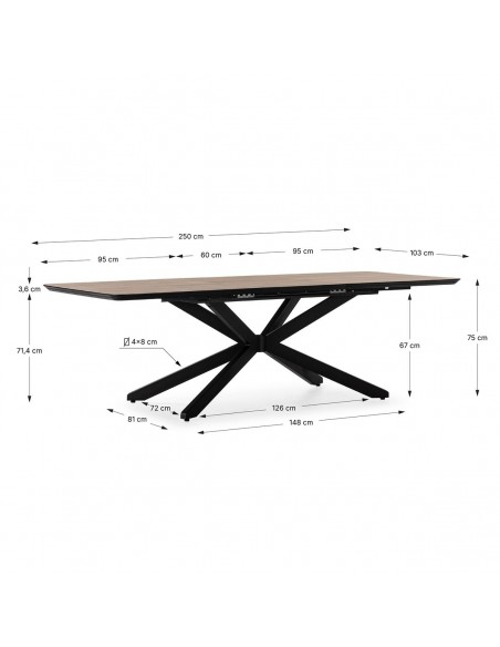 Mesa de Jantar Extensível ADINA 190/250 cm Carvalho UD