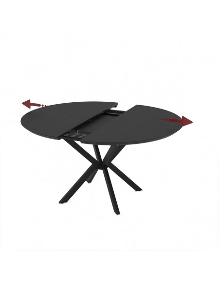 Mesa de Jantar Redonda Extensível NAIRA 126/160 cm Preta