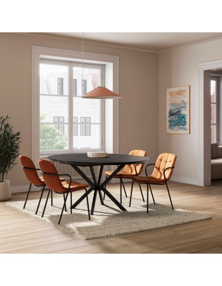 Mesa de Jantar Redonda Extensível NAIRA 126/160 cm Preta