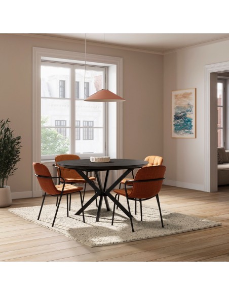 Mesa de Jantar Redonda Extensível NAIRA 126/160 cm Preta