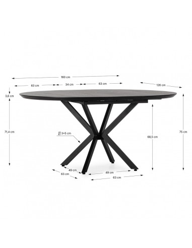 Mesa de Jantar Redonda Extensível NAIRA 126/160...