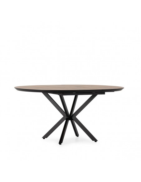 Mesa redonda de Comedor Extensible NAIRA 126/160 cm en Roble UD patas en negro
